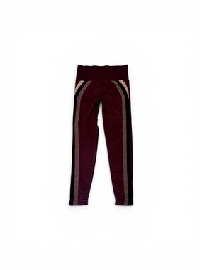 SPANX Look At Me Now Seamless High Rise Leggings Women's M Burgundy Striped